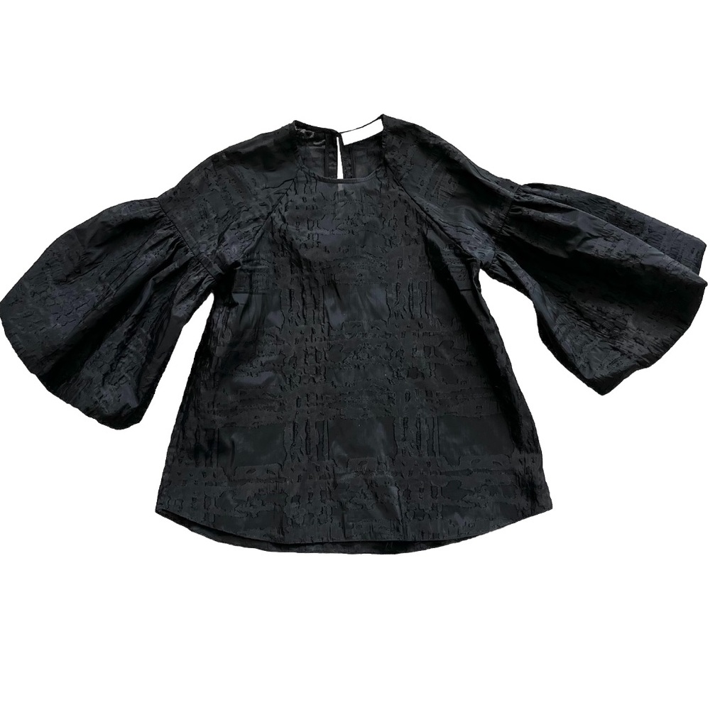 HUNTER BELL NEW YORK BLACK ORGANZA STYLE SEMI SHEER TOP SIZE XS MODERN CHIC - Picture 1 of 7